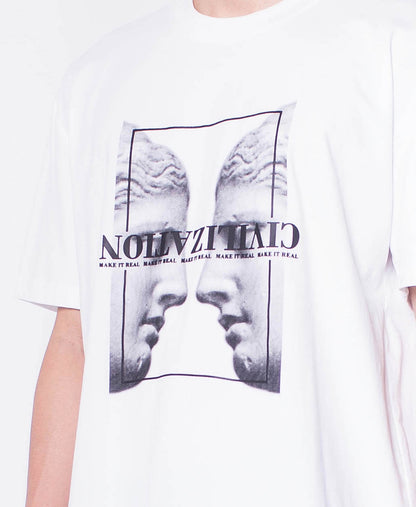 Men Short-Sleeve Oversized Graphic Tee - White - H0M548