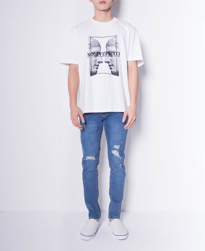 Men Short-Sleeve Oversized Graphic Tee - White - H0M548