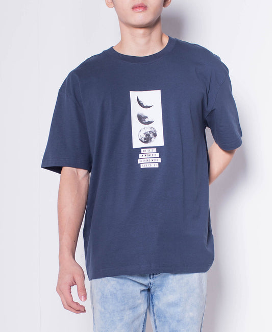 Men Short-Sleeve Oversized Graphic Tee - Navy - H0M550