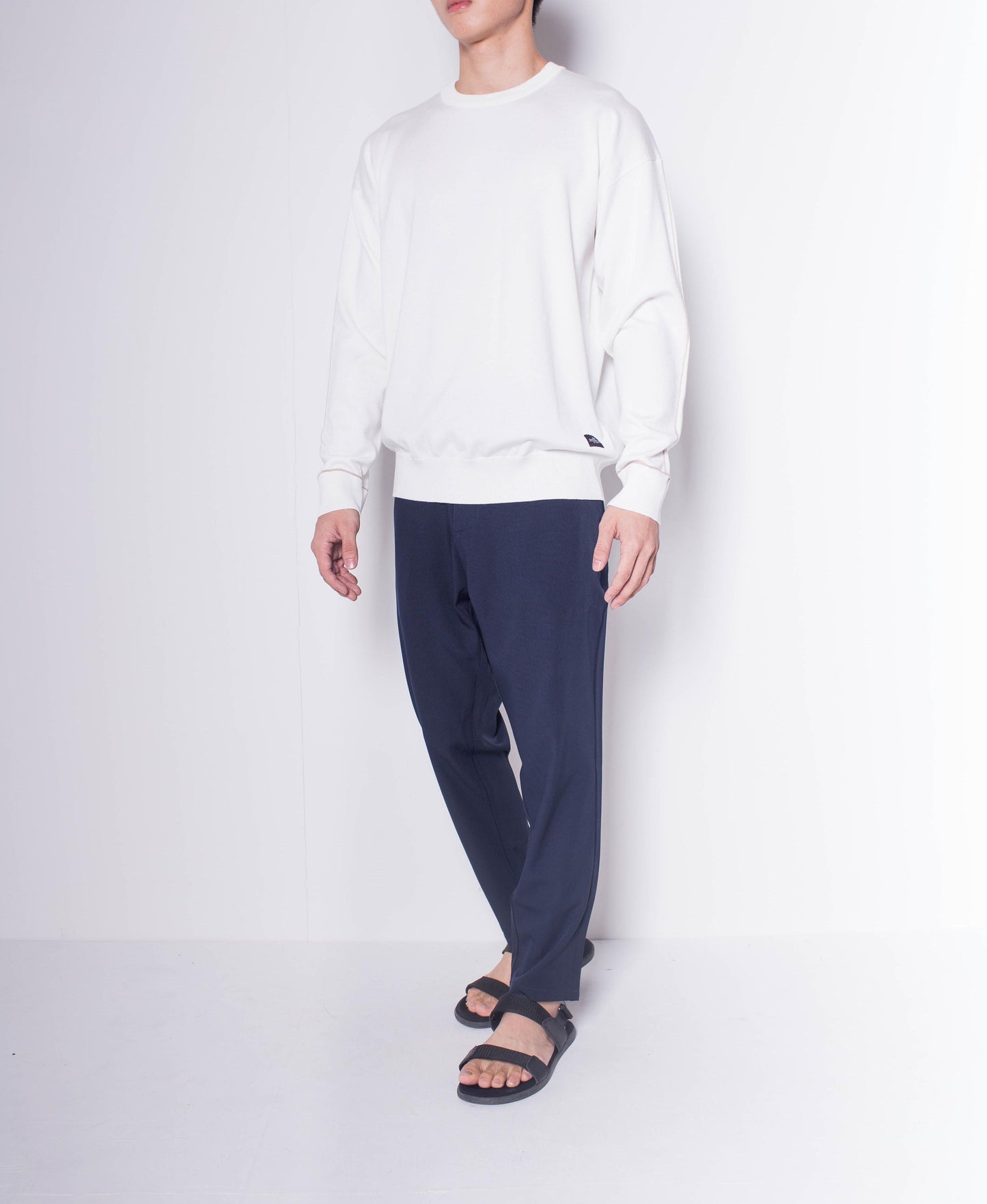 Men Round Neck Long-Sleeve Knitwear - White - H0M640