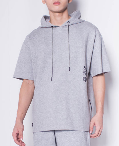 Men Short-Sleeve Sweatshirt Hoodie - Grey - H0M647