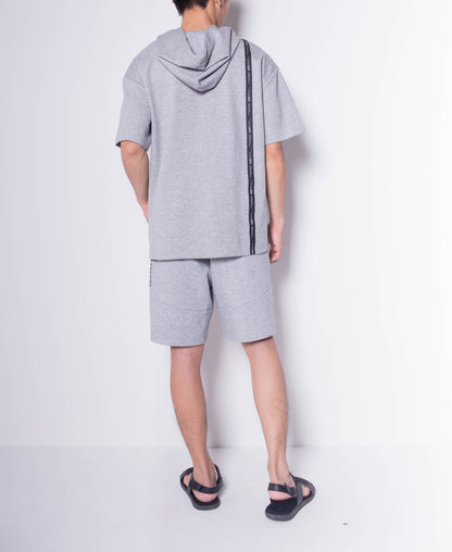 Men Short-Sleeve Sweatshirt Hoodie - Grey - H0M647