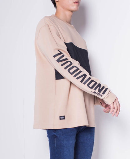 Men Color Block Sweatshirt - Khaki - H0M649