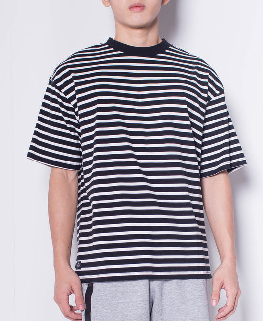 Men Short-Sleeve Striped Tee - Black - H0M689