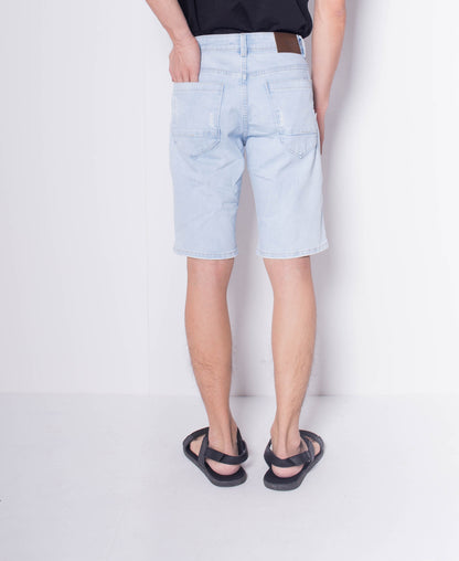 Men Ripped Short Jeans - Light Blue - H0M701