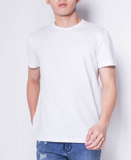 Men Short Sleeve Basic Round Tee - White - H0M931