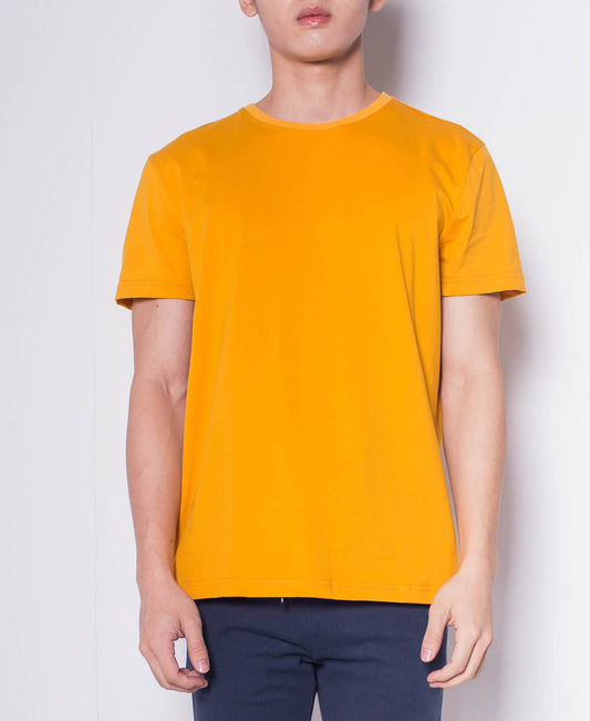 Men Short Sleeve Basic Round Tee - Yellow - H0M933