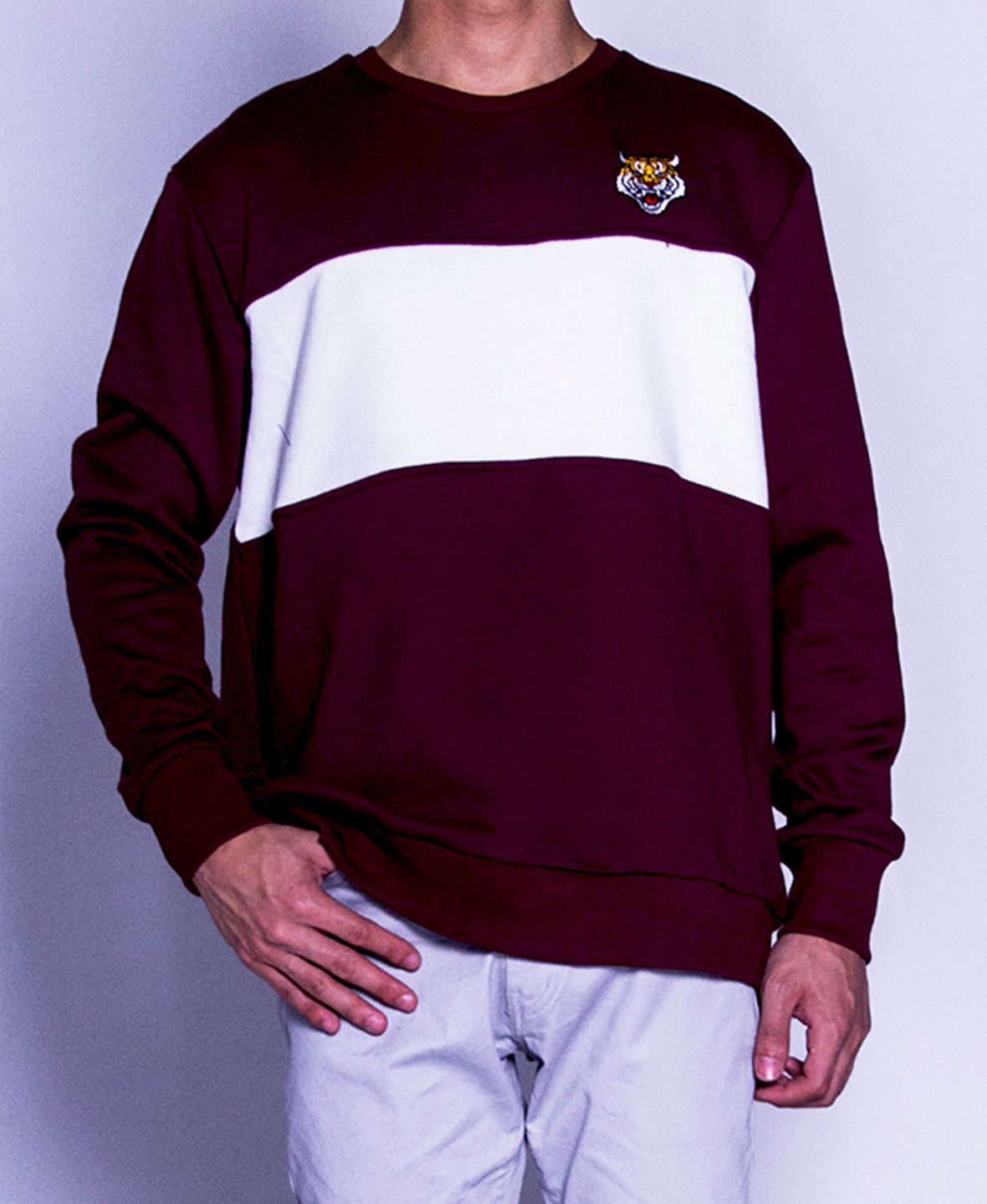 Men Long-Sleeve Sweatshirt - Maroon - F9M142