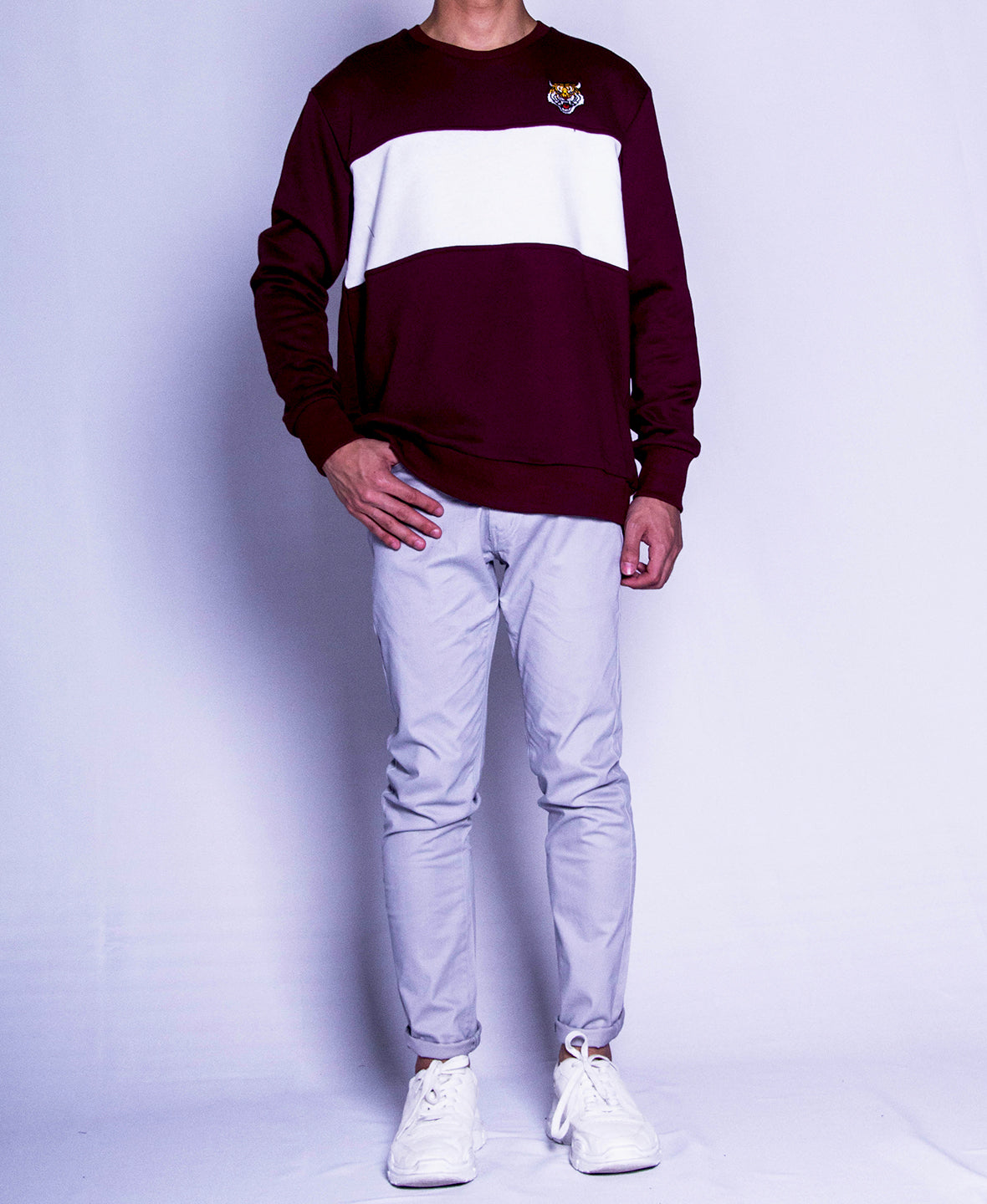 Men Long-Sleeve Sweatshirt - Maroon - F9M142