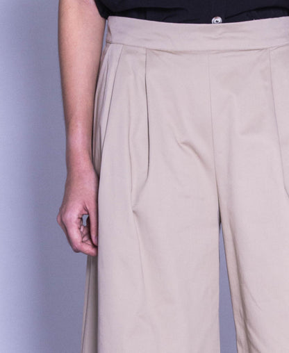 Women Wide Leg Long Pants  - Khaki - F9W133