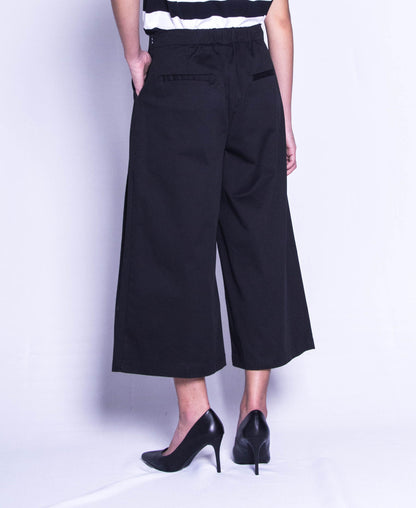 Women Wide Leg Long Pants - Black - F9W132