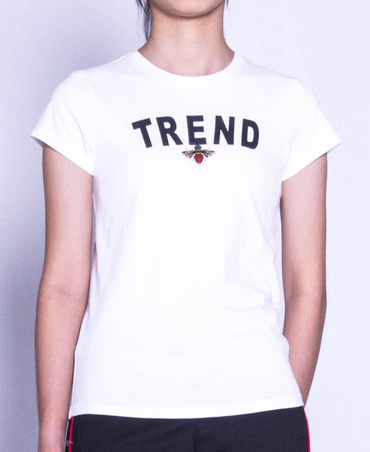 Women Short Sleeve Graphic Tee - White - F9W198