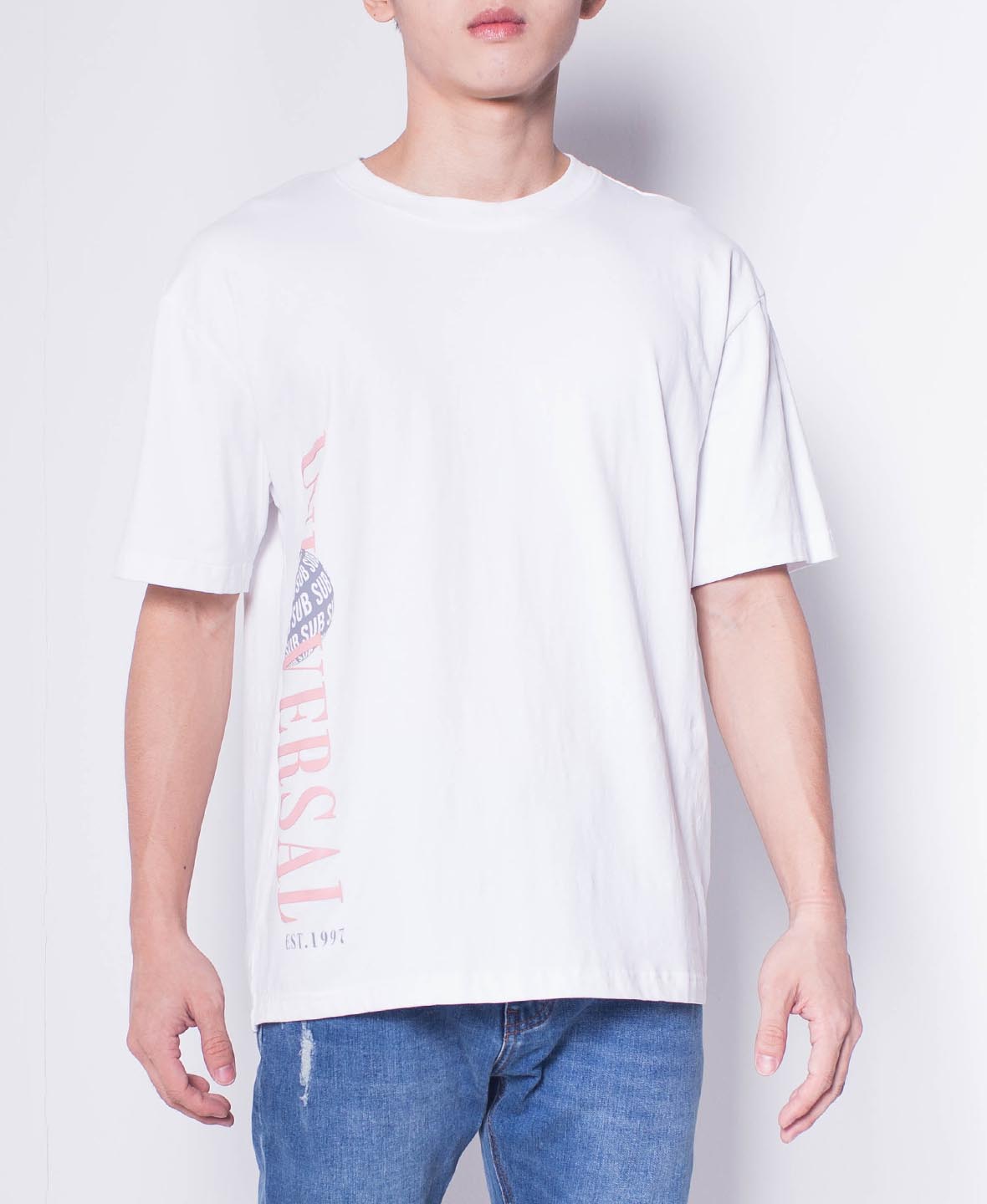 Men Short-Sleeve Oversized Graphic Tee - White - H0M544