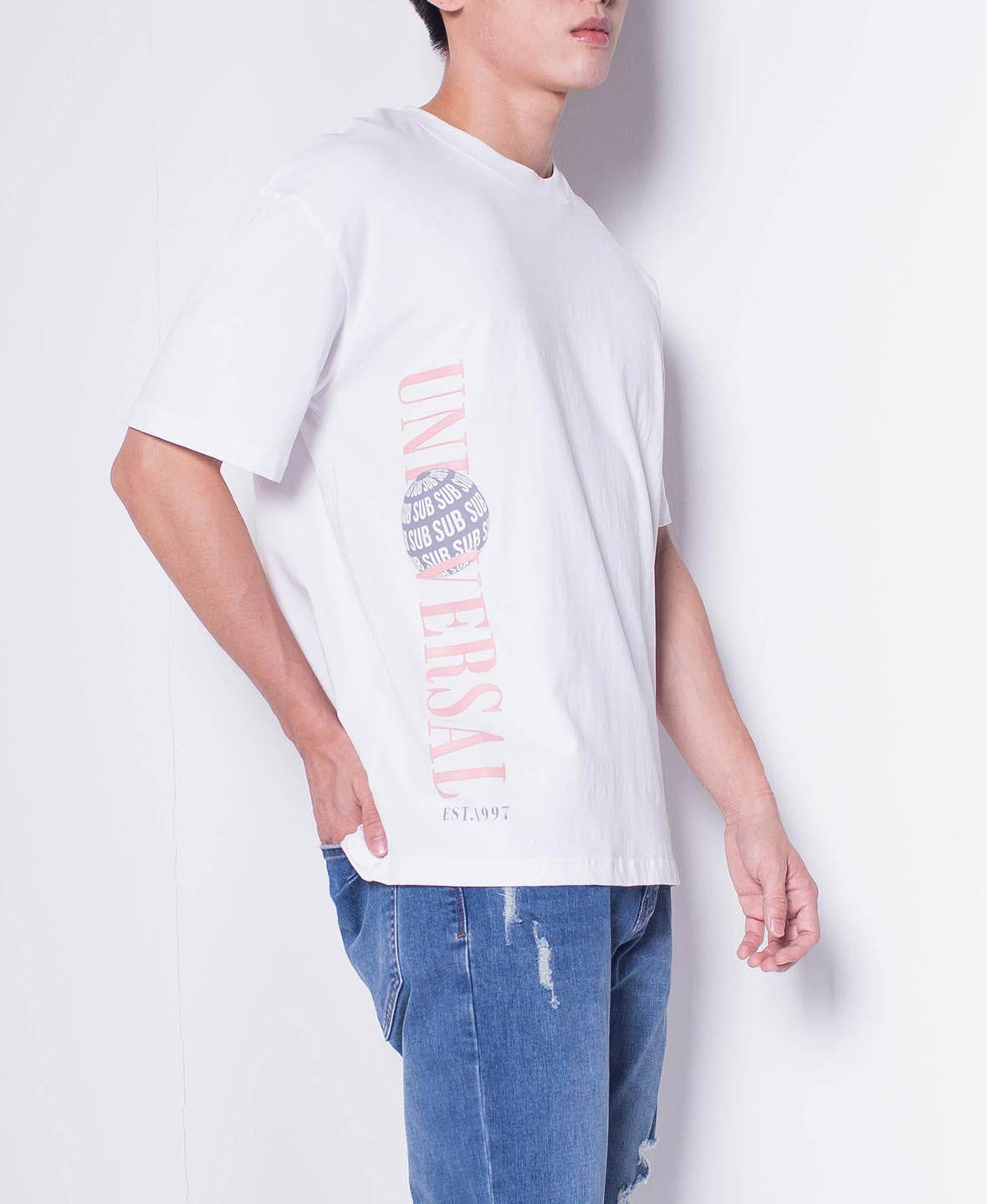 Men Short-Sleeve Oversized Graphic Tee - White - H0M544