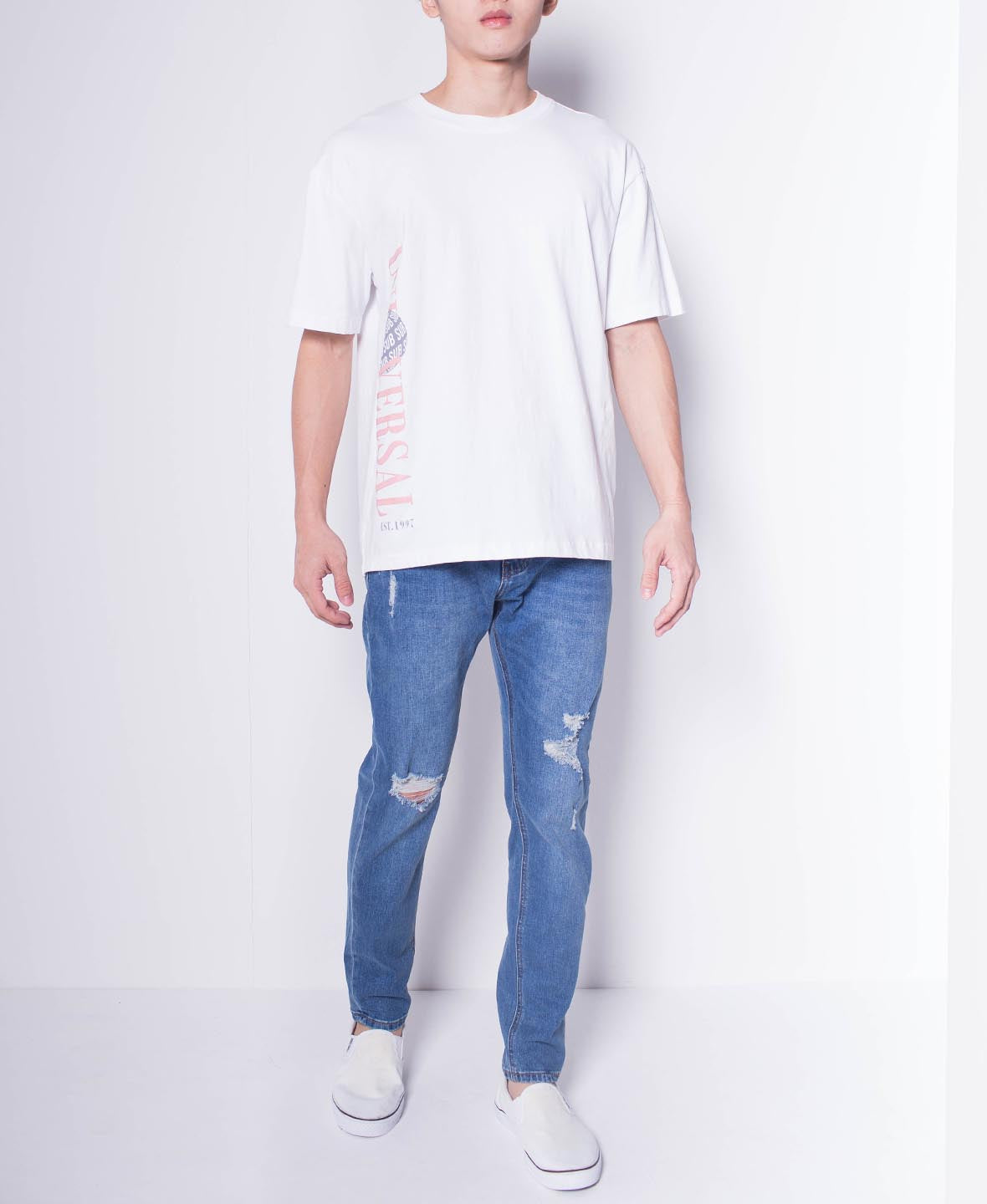 Men Short-Sleeve Oversized Graphic Tee - White - H0M544