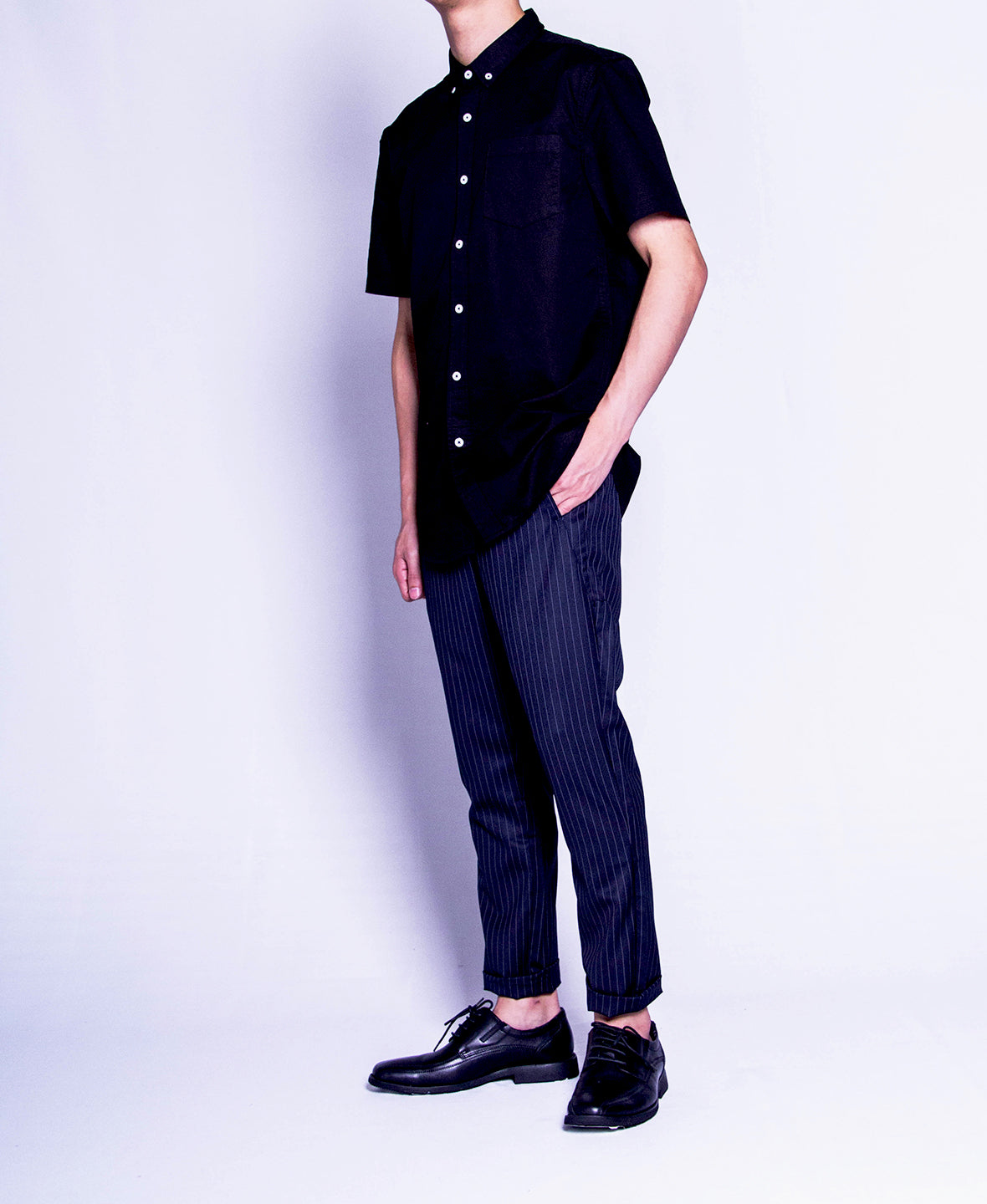 Men Short-Sleeve Shirt - Black - F9M078