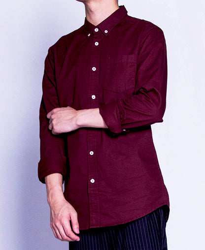 Men Long Sleeve Shirt - Maroon - F9M085