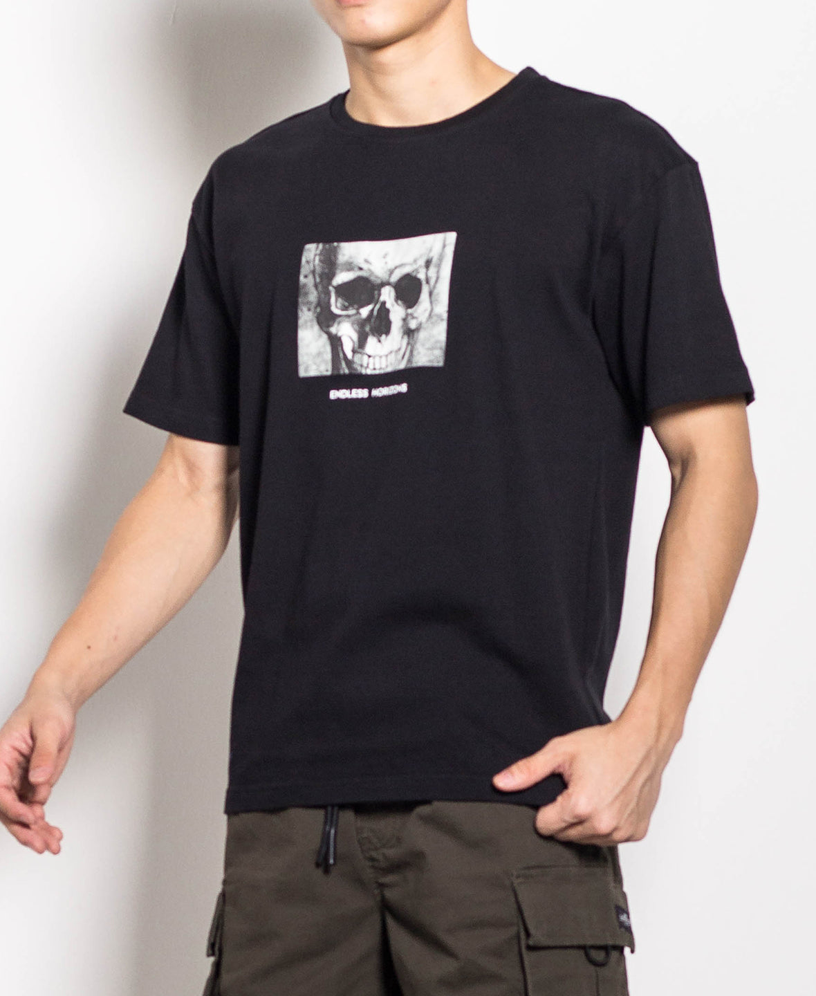 Men Oversized Skull Head Fashion Tee - Black - M0M565