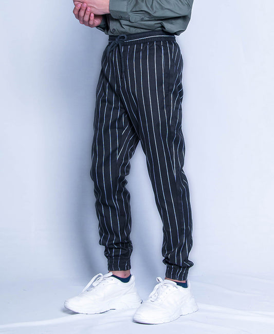 Men Stripe Long Jogger - Black - H9M211