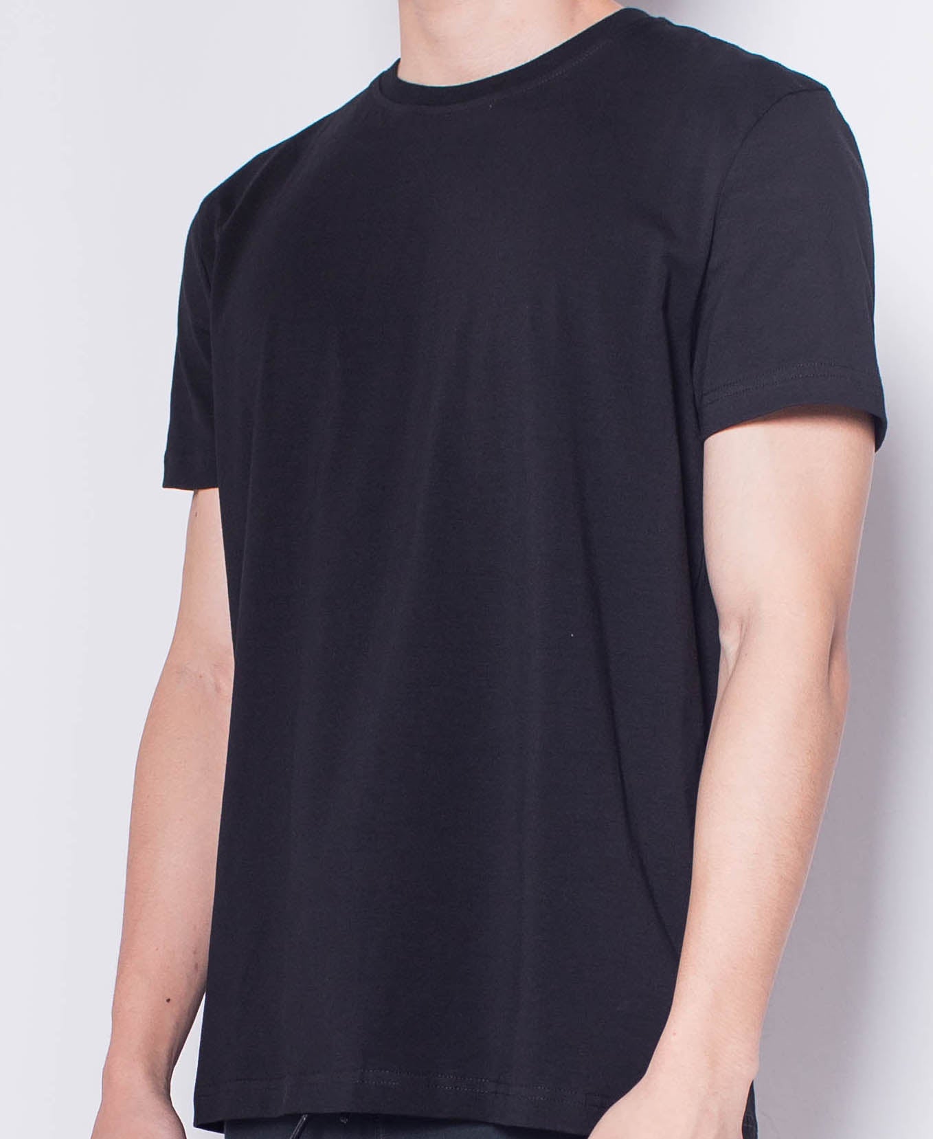 Men Short Sleeve Basic Round Tee - Black - H0M932