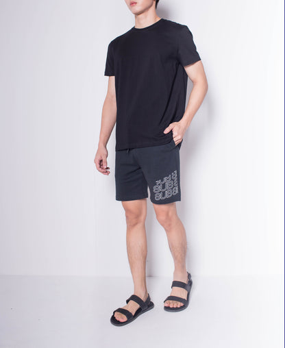 Men Short Sleeve Basic Round Tee - Black - H0M932