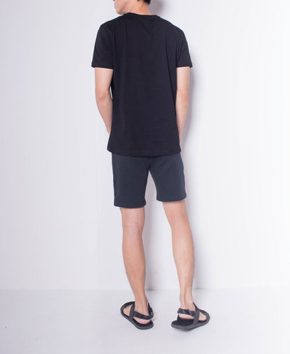 Men Short Sleeve Basic Round Tee - Black - H0M932