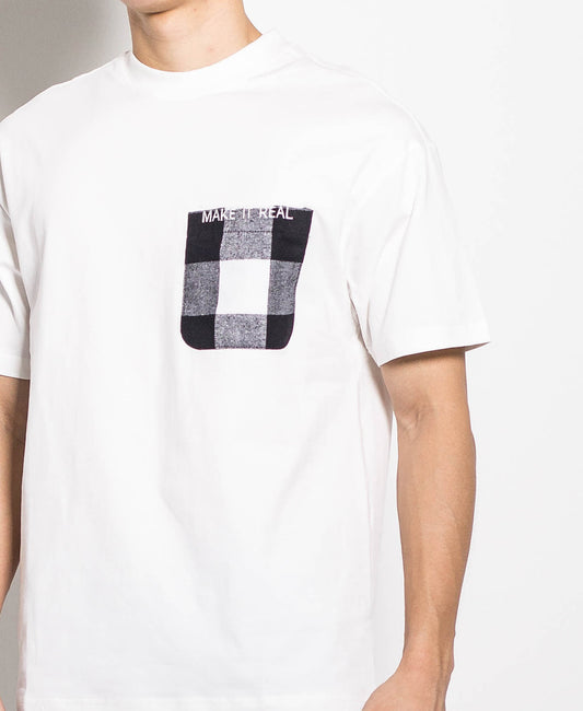 Men Oversized Fashion Tee With Check Pocket - White - M0M450