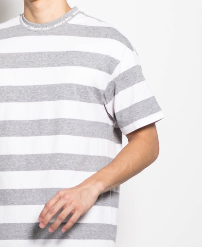 Men Oversized Stripe Tee - Grey - M0M457