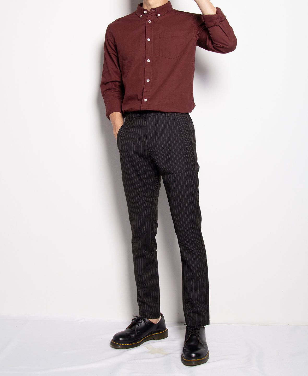 Men Long Slim Fit Pants - Black - F9M129