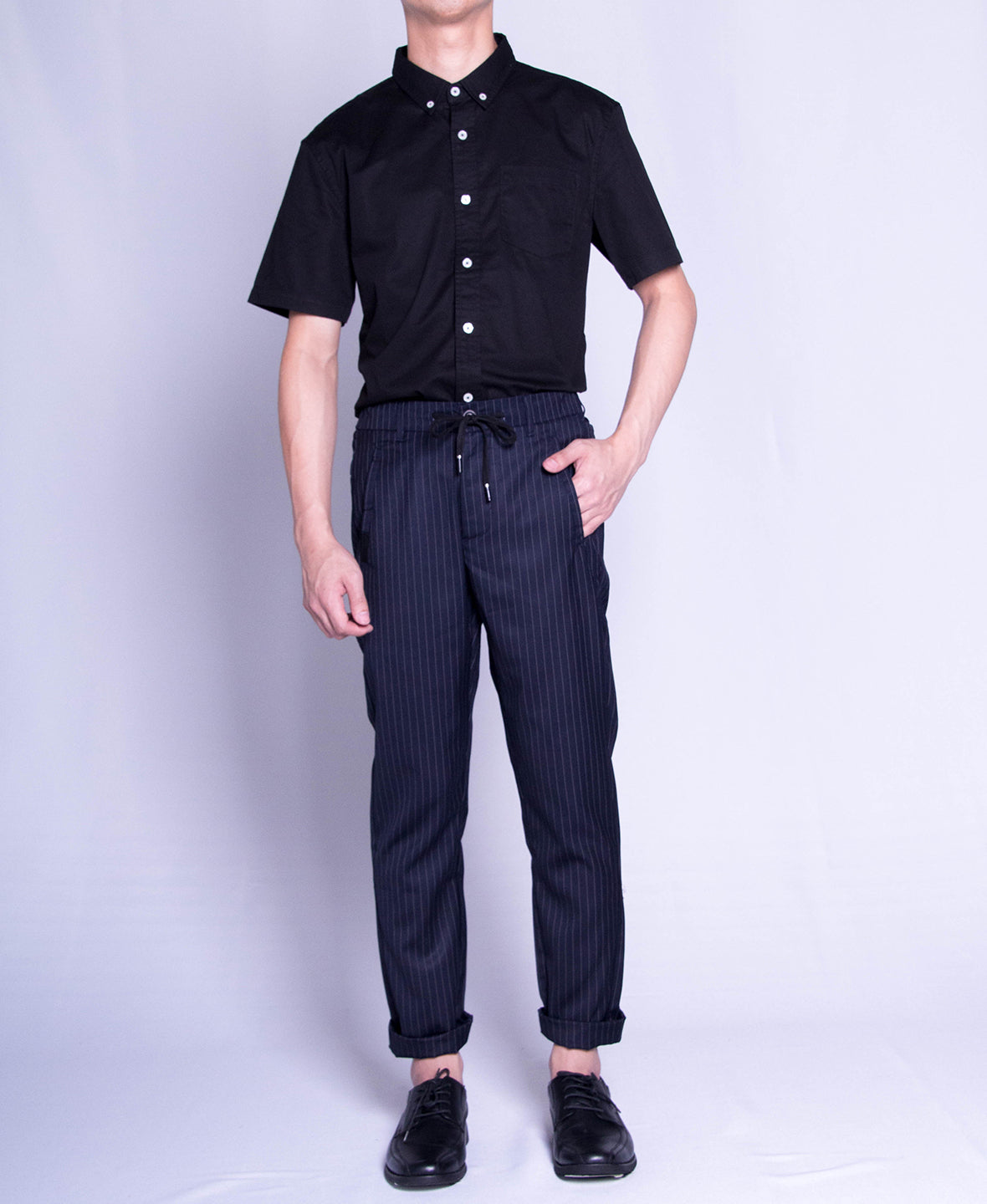 Men Long Slim Fit Pants - Navy - F9M130