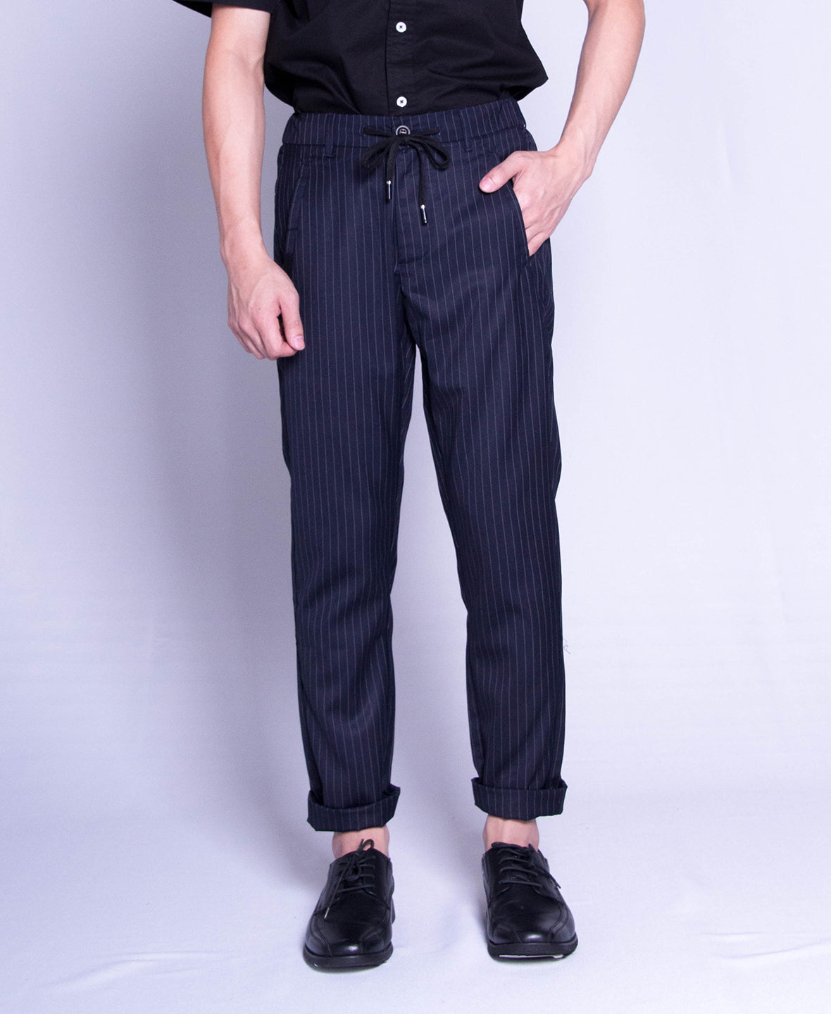 Men Long Slim Fit Pants - Navy - F9M130