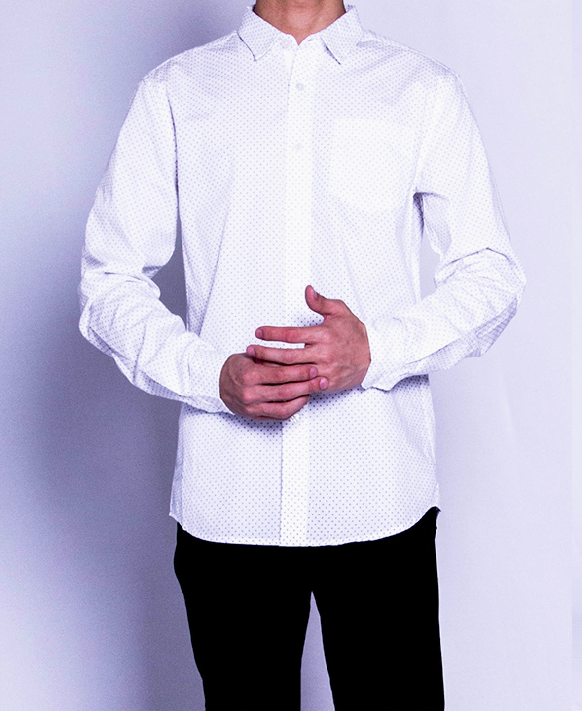 Men Long-Sleeve Shirt - White - F9M093