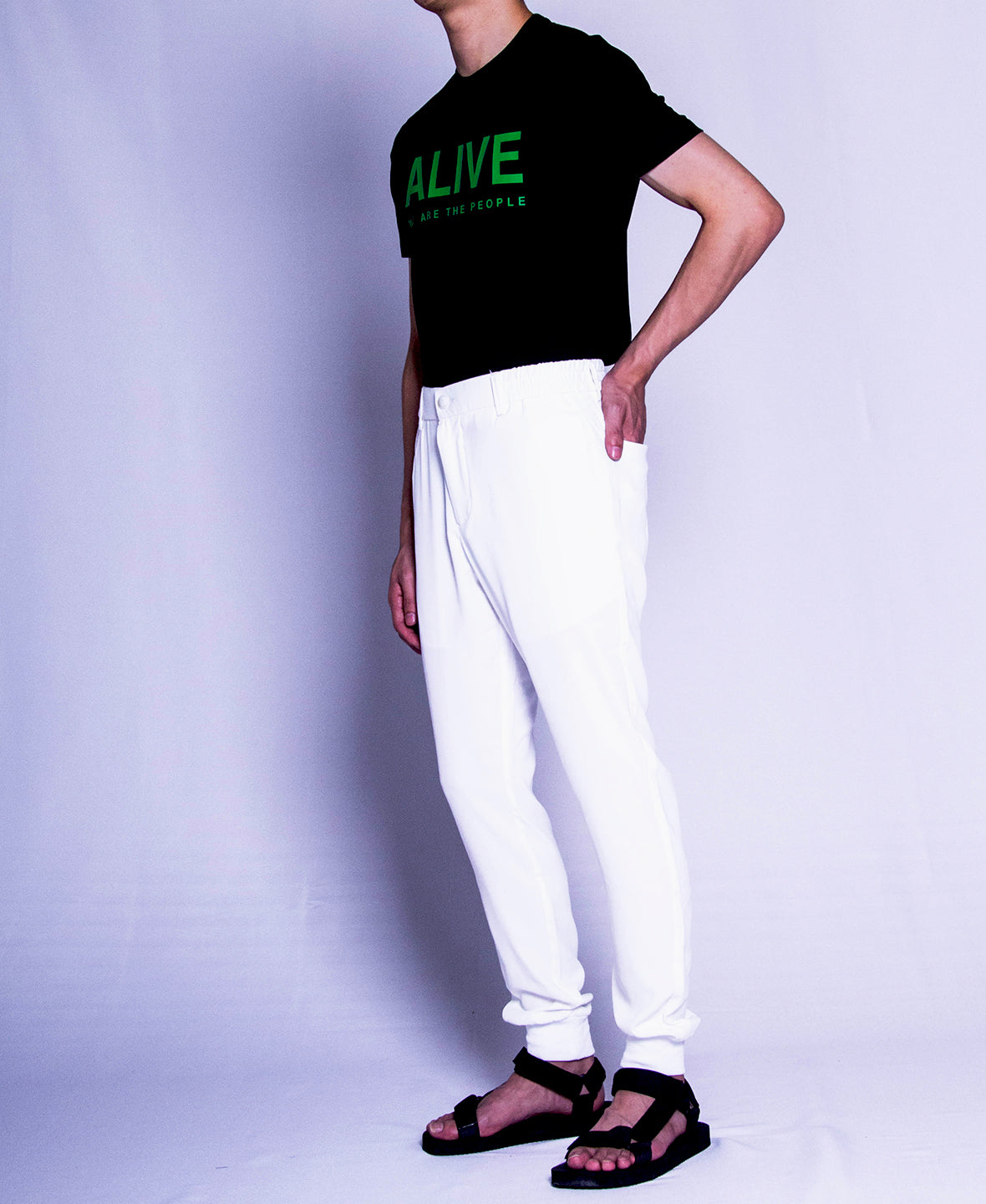 Men Long Pants Jogger - White - F9M110