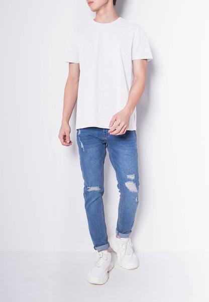 Men Short-Sleeve Basic Round Tee - WHITE - H0M538