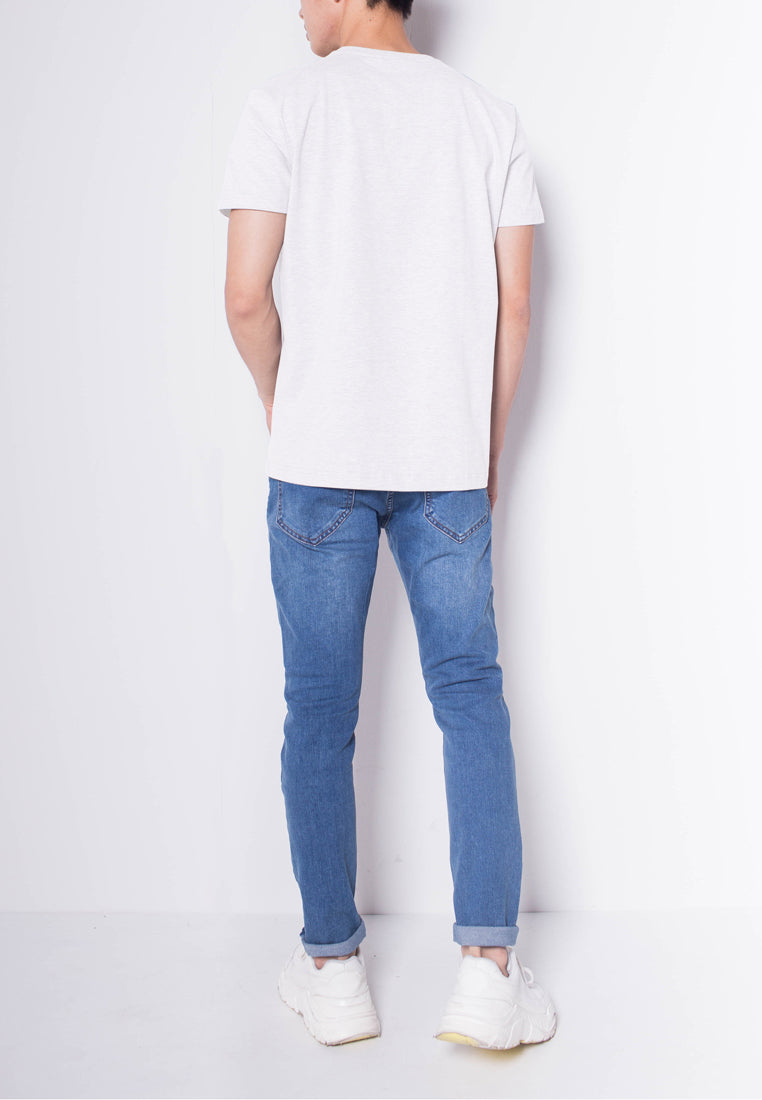 Men Short-Sleeve Basic Round Tee - WHITE - H0M538