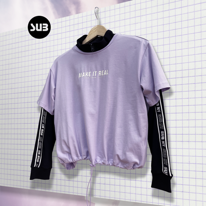 Women Short-Sleeve Fashion Tee - Light Purple - H1W225