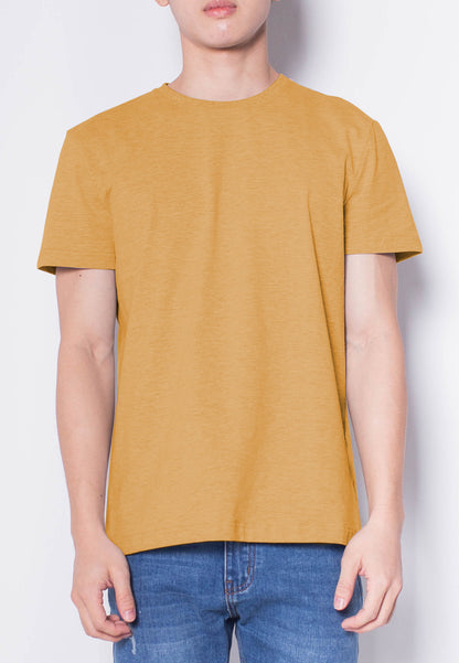 Men Short-Sleeve Basic Round Tee - YELLOW - H0M536