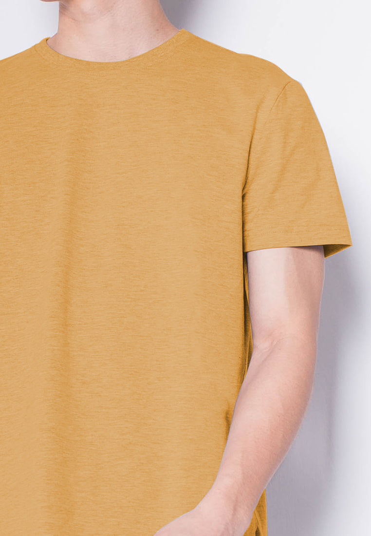 Men Short-Sleeve Basic Round Tee - YELLOW - H0M536