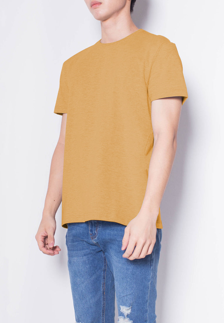 Men Short-Sleeve Basic Round Tee - YELLOW - H0M536