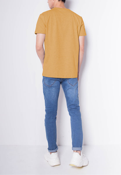 Men Short-Sleeve Basic Round Tee - YELLOW - H0M536