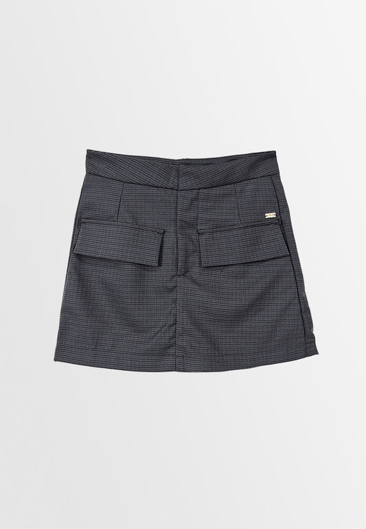 Women Grid Skort - Black - S3W611